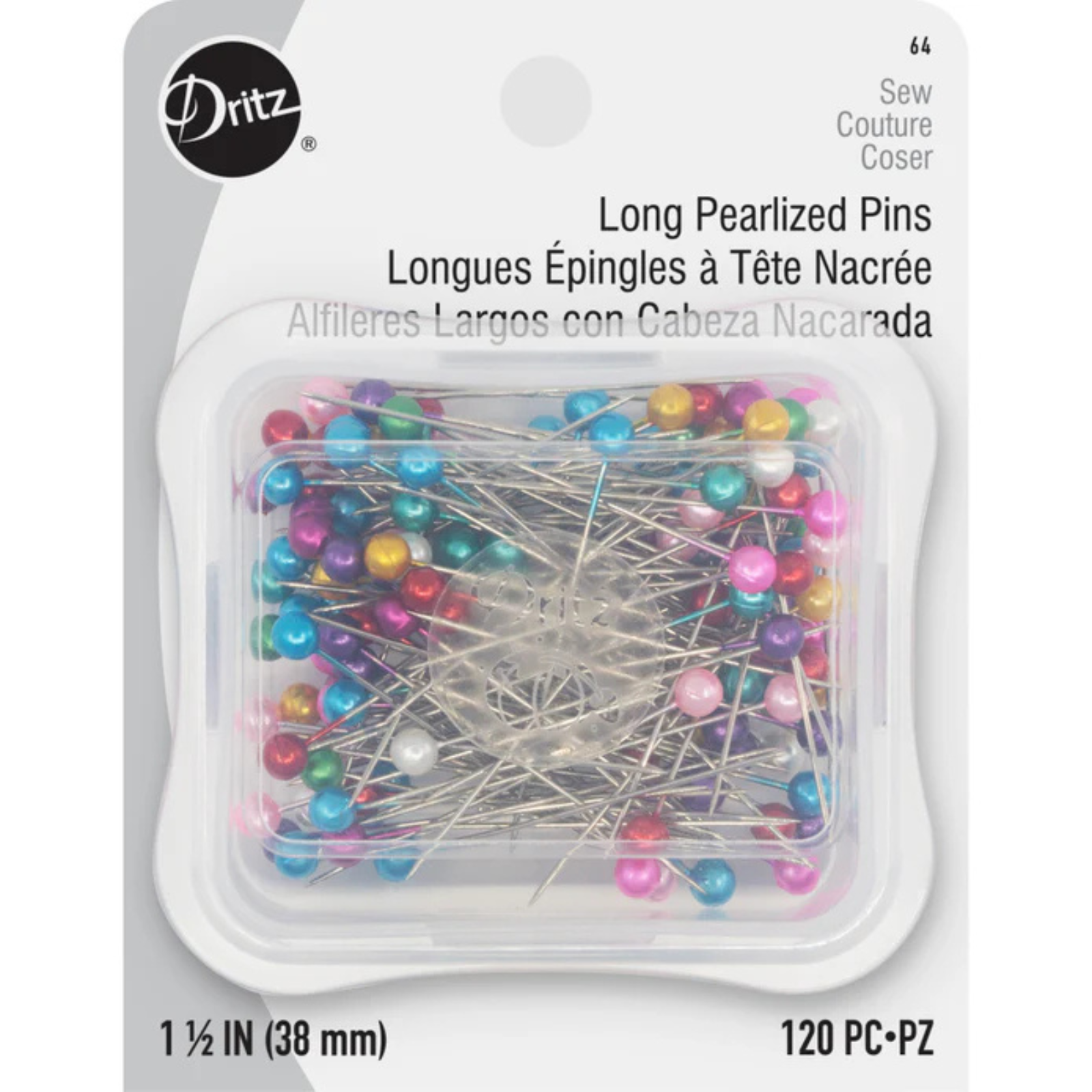 thumbnail image 2 of 12 Packs: 100 Ct. (1,200 Total) Long Pearlized Pins By Loops & Threadsâ 2 of 13