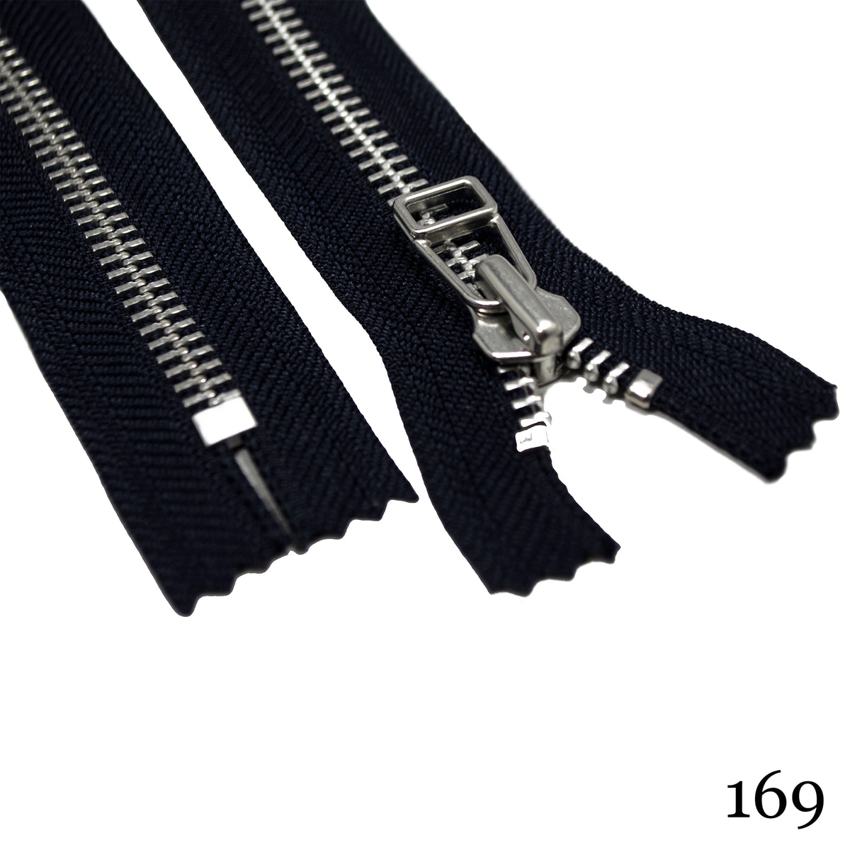 Silver Aluminum YKK Zippers No. 5 Metal 10 inch Zips in Black Pack of 12