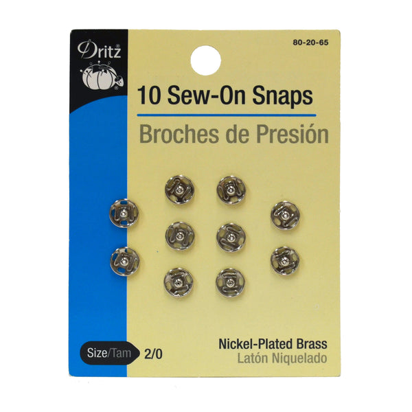 Nickel-Plated Brass Sew-On Snaps - Multiple Sizes