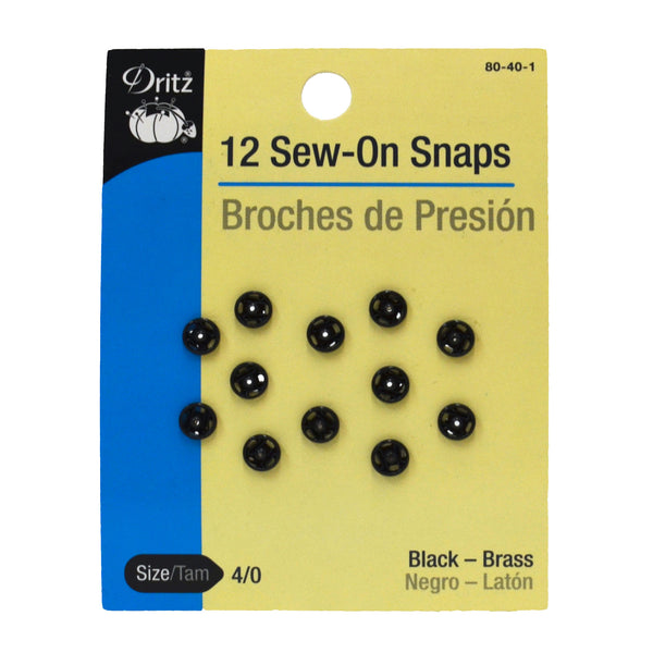 Black Sew-On Snaps - Multiple Sizes