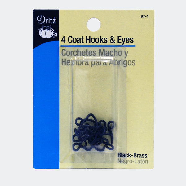 Coat Hook & Eyes -Black or Nickel - 4-pk
