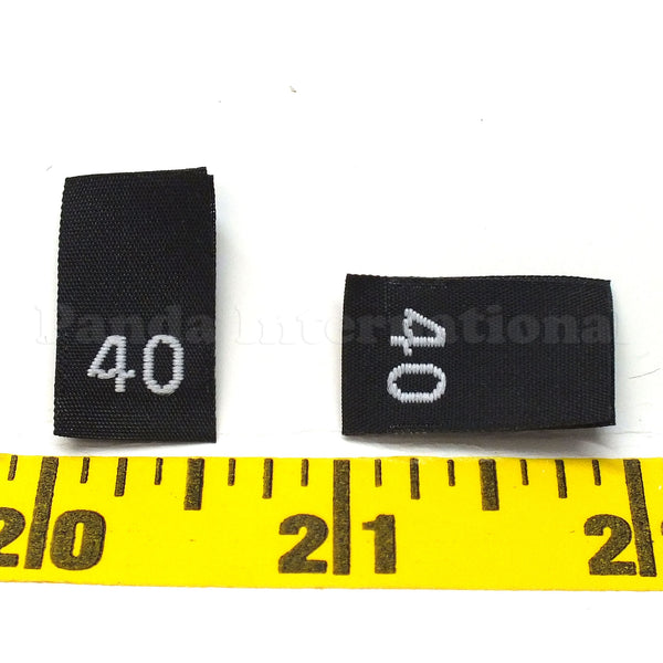 WOVEN NUMBER SIZE LABELS - BLACK