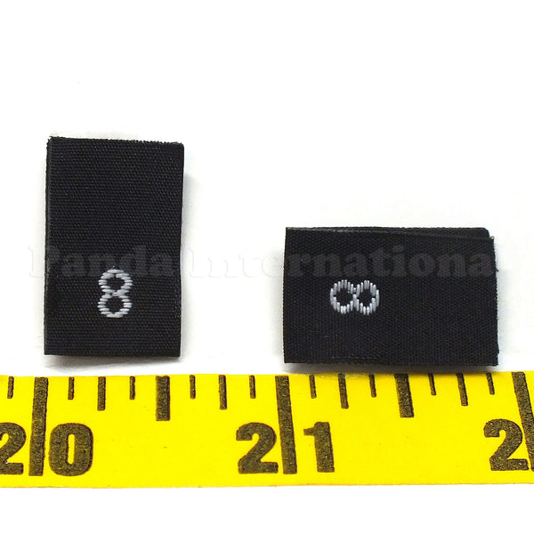 WOVEN NUMBER SIZE LABELS - BLACK