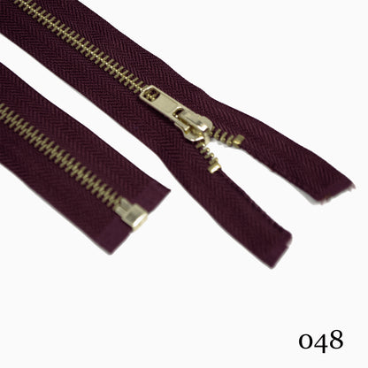 #5 36" Brass Separating Zipper- Various Colors