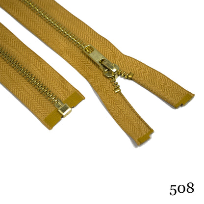 #5 36" Brass Separating Zipper- Various Colors