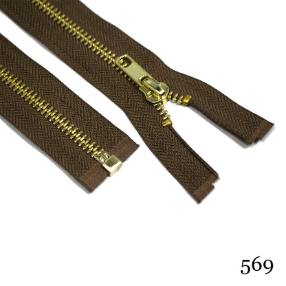 #5 36" Brass Separating Zipper- Various Colors