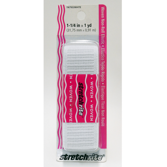 Stretchrite Woven Non-Roll Elastic - White - 1-1/4" X 1 Yd