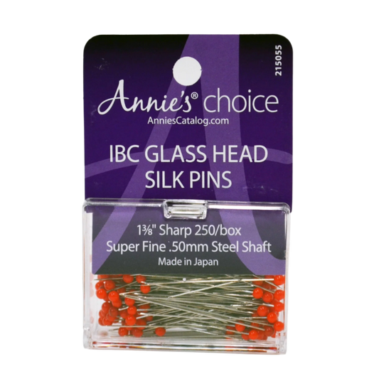 IBC 1 3/8" Glass Head Silk Pins - 250 Extra Fine