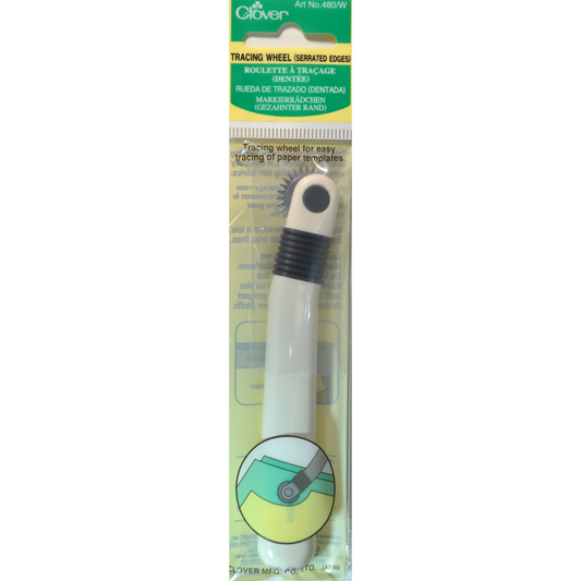 Clover Tracing Wheel Serrated Edge White