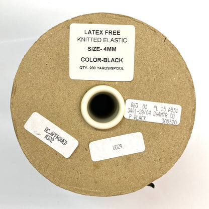 4mm Latex Free Knitted Elastic  - Black or White - 1 Roll (288 Yards)