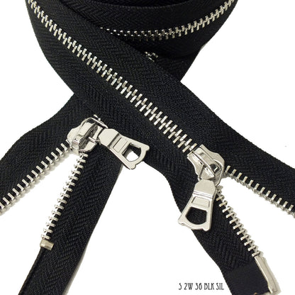 #5 36" DB Silver Zipper - 2 way