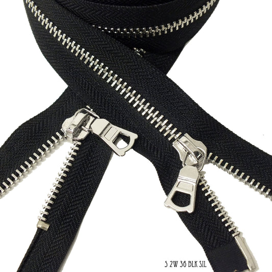 #5 36" DB Silver Zipper - 2 way