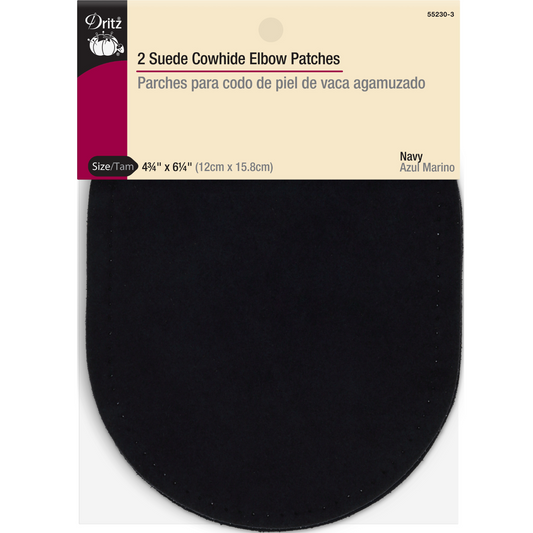 Dritz Suede Cowhide Elbow Patches -  Size 4.75" x 6.25" - Navy