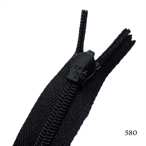 YKK #3 22" Regular Nylon Zipper - Black - 12 pieces