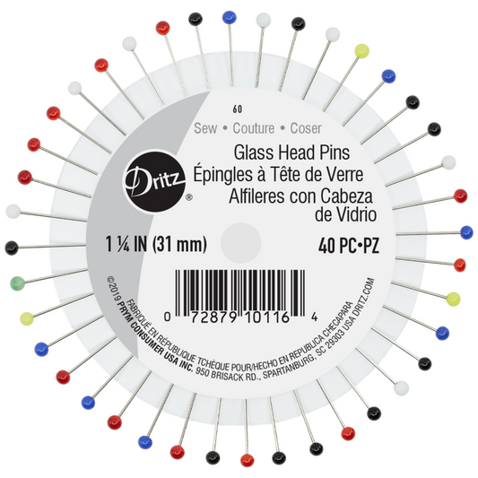 Dritz Glass Head Pins, 1-1/4-Inch (40-Count)