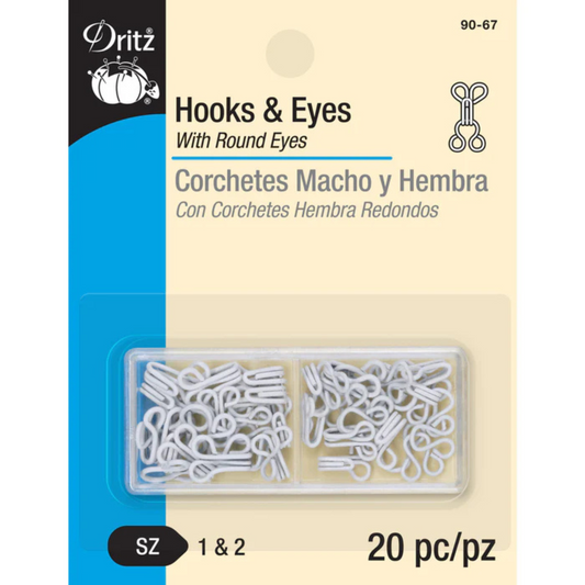 Dritz White Hook & Eyes - 20sets