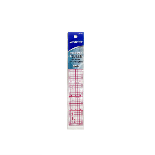 WESTCOTT 1 x 6" BEVELED RULER RED