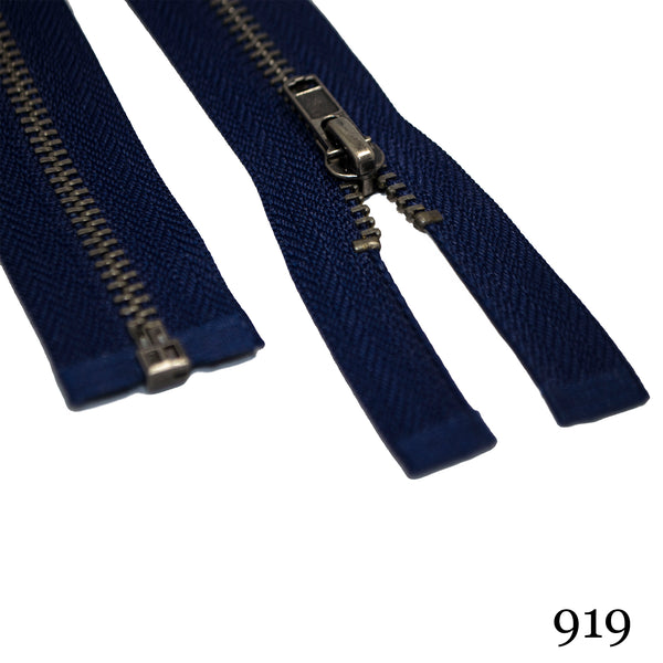 #3 36"  Antique Nickel Separating Zipper - Various Colors