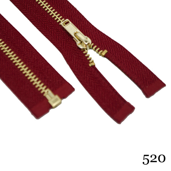 #3 36" Brass Separating Zipper - Various Colors