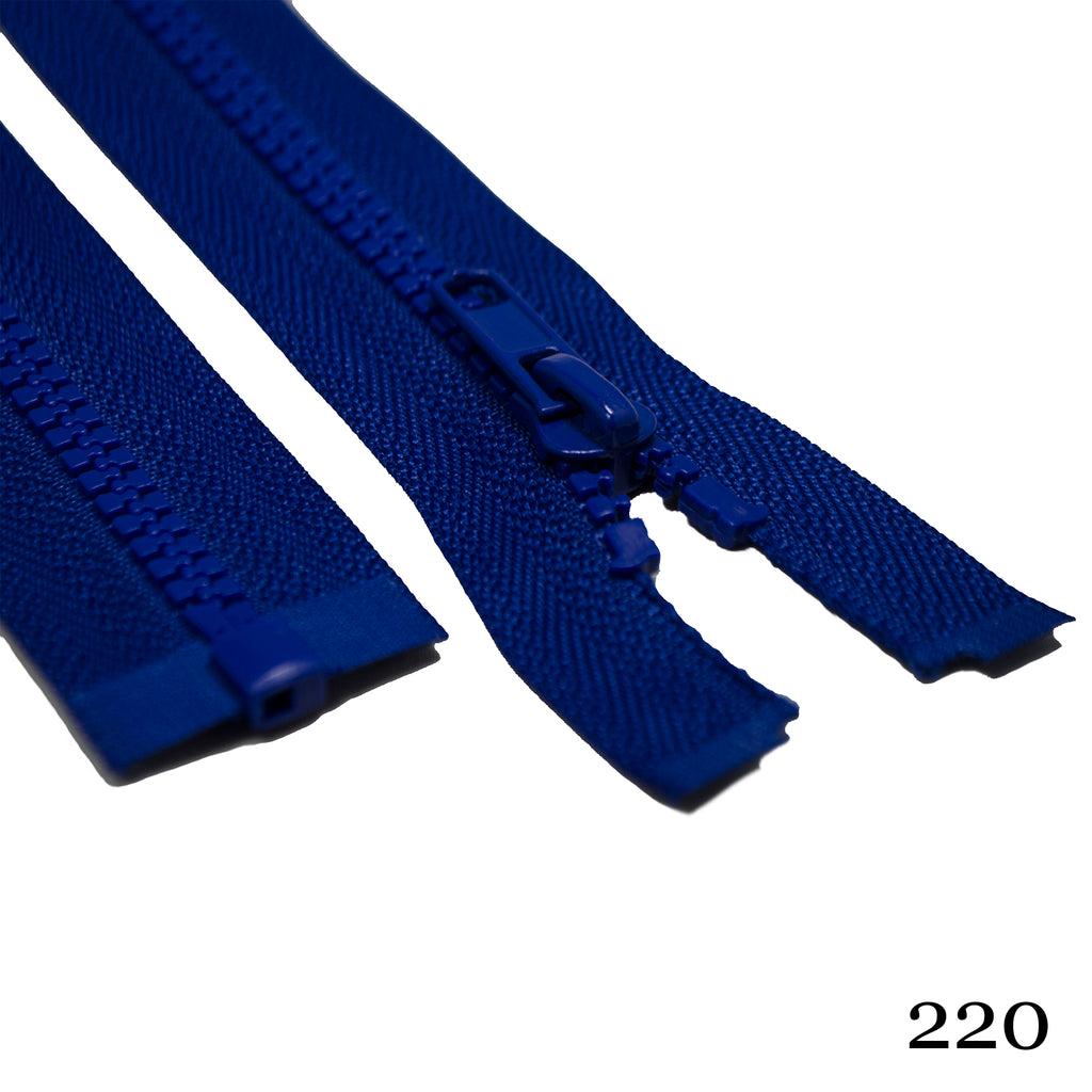 Bright blue open end zip