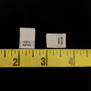 "100% Rayon" Woven Content Label - White