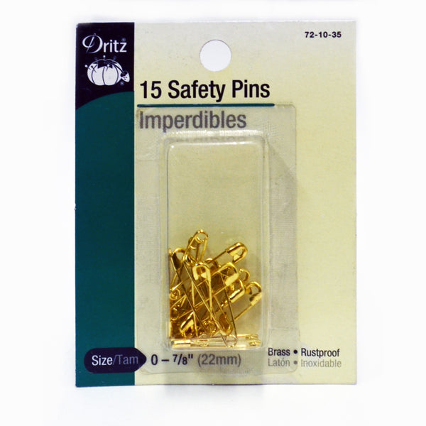 #00 - #0 Safety Pins - Rustproof Brass (7/8" or 3/4") - 15pack