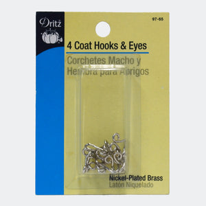 Coat Hook & Eyes -Black or Nickel - 4-pk