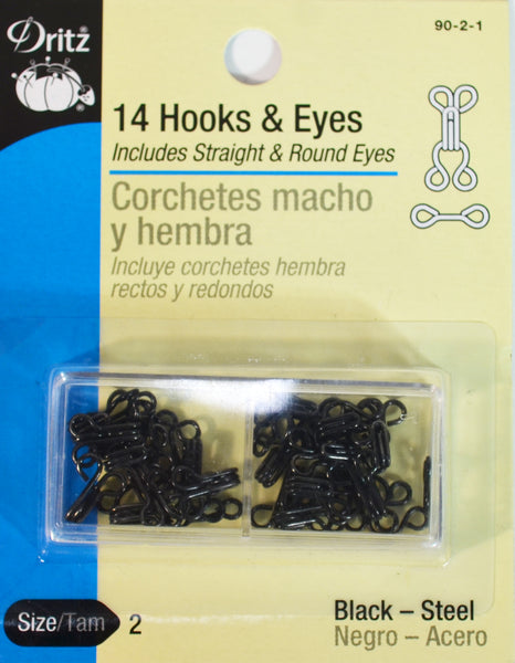 Hooks & Eye - Black - 14-pk