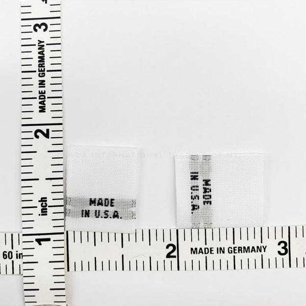 "MADE IN USA" Woven Label - White