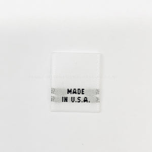 "MADE IN USA" Woven Label - White