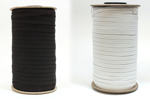 3/8" Braided Elastic - Black or White - 1 Roll (144 Yds)