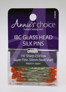 Super Fine Red Glass Head Silk Pins - 250-PACK