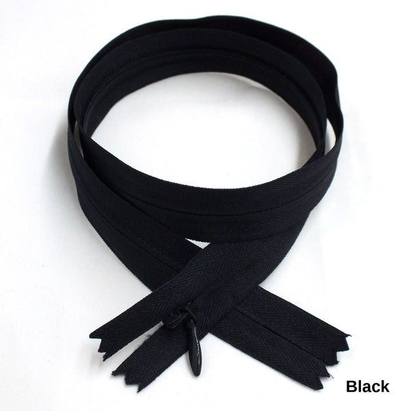 BKC Invisible Zipper - Color#BLACK - 9" or 24" - 6-pk