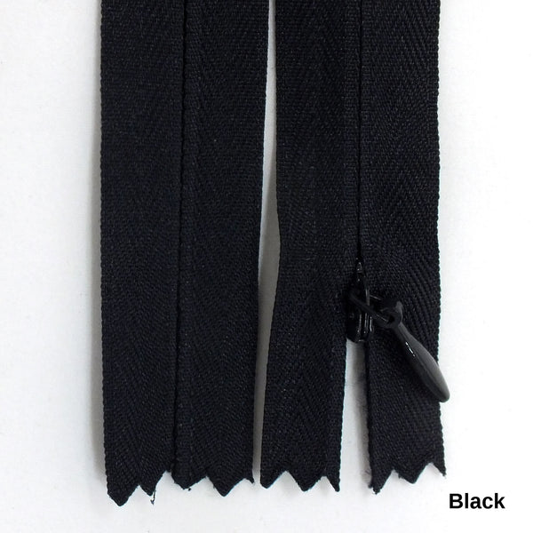 BKC Invisible Zipper - Color#BLACK - 9" or 24" - 6-pk