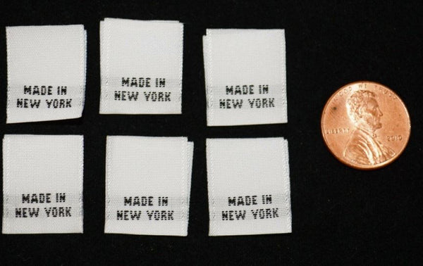 "MADE IN NEW YORK" Woven Label - White