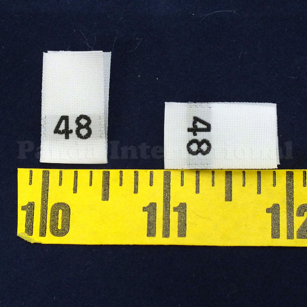 WOVEN NUMBER SIZE LABELS - WHITE - 0 to 60