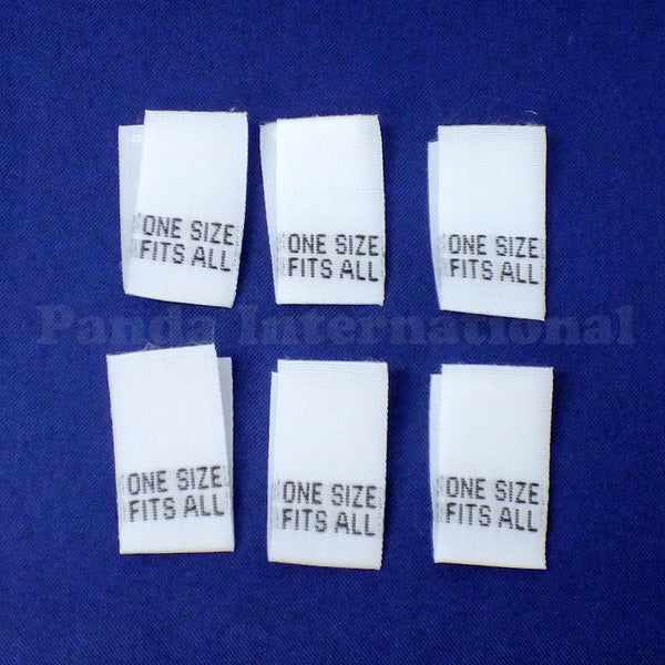 "ONE SIZE FITS ALL" Woven Label - White